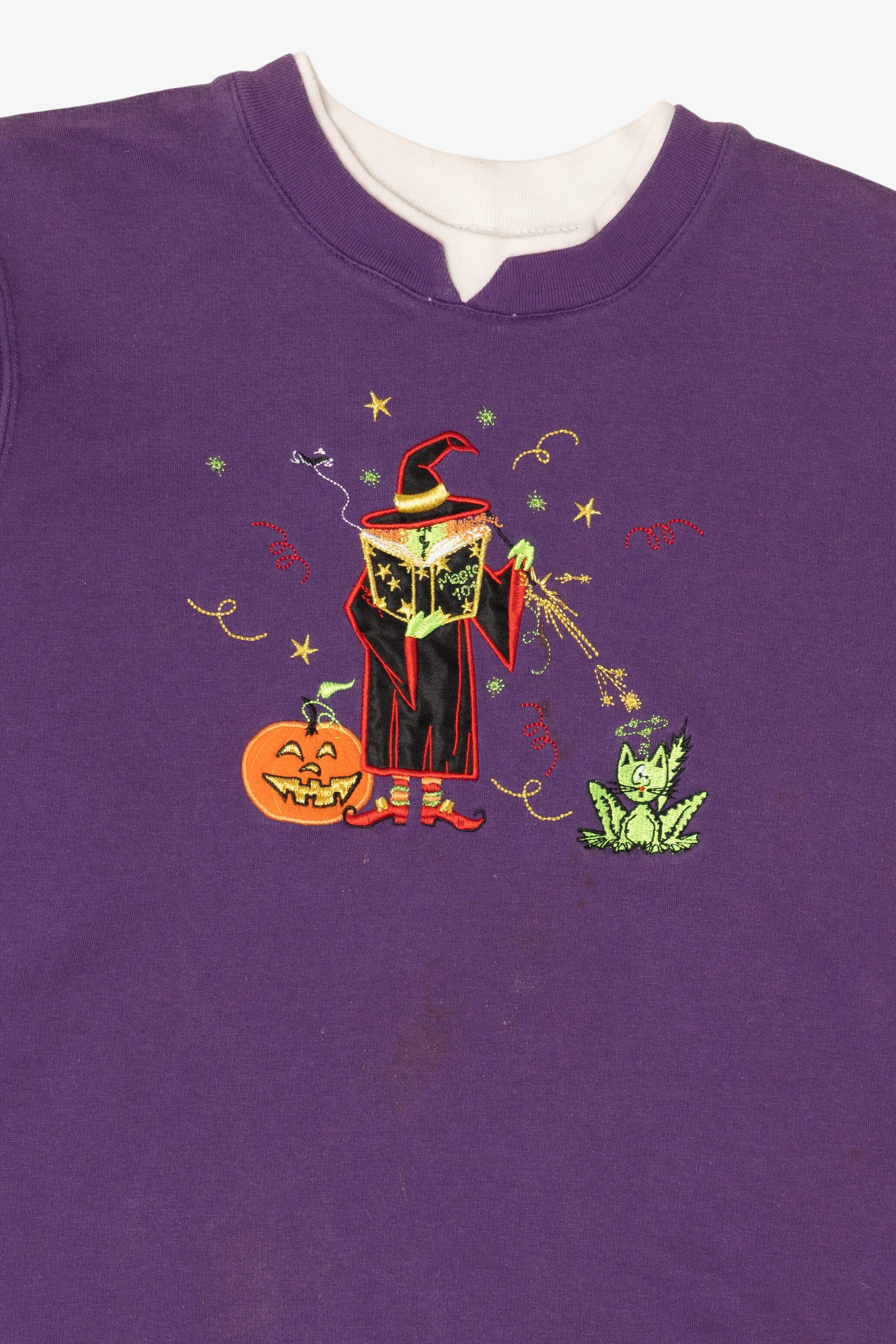 Vintage Purple Witch Casting Spell Halloween Sweatshirt (2000s)