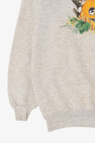 Vintage Light Gray Kitten Birds And Pumpkin Halloween Sweatshirt (1990s)