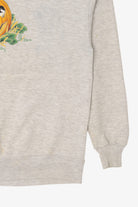 Vintage Light Gray Kitten Birds And Pumpkin Halloween Sweatshirt (1990s)