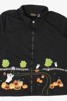 Vintage Ghosts In Pumpkin Field Halloween Full Zip Sweatshirt (2000s)