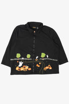 Vintage Ghosts In Pumpkin Field Halloween Full Zip Sweatshirt (2000s)