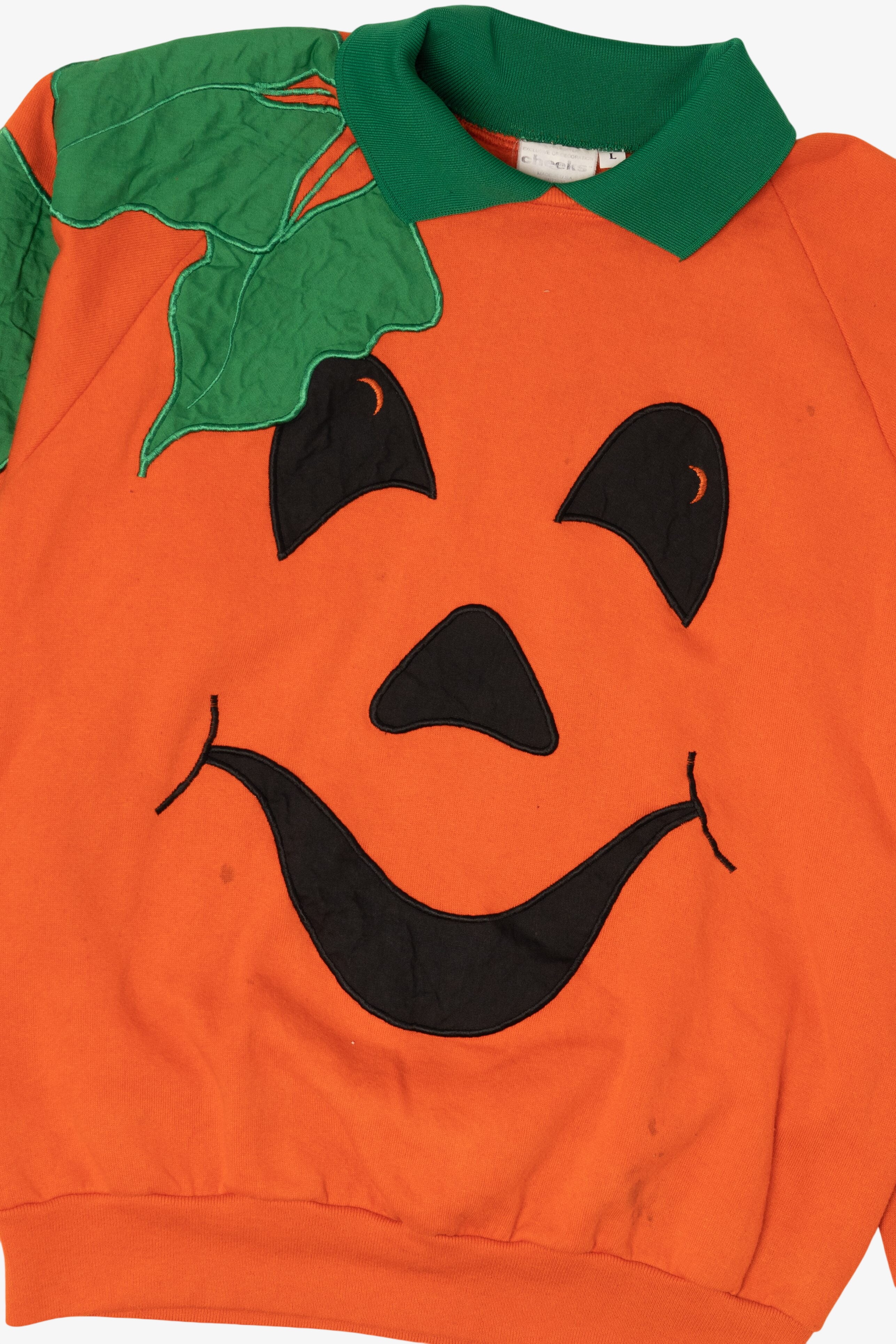Vintage Orange Pumpkin Face Raglan Sweatshirt (1990s)