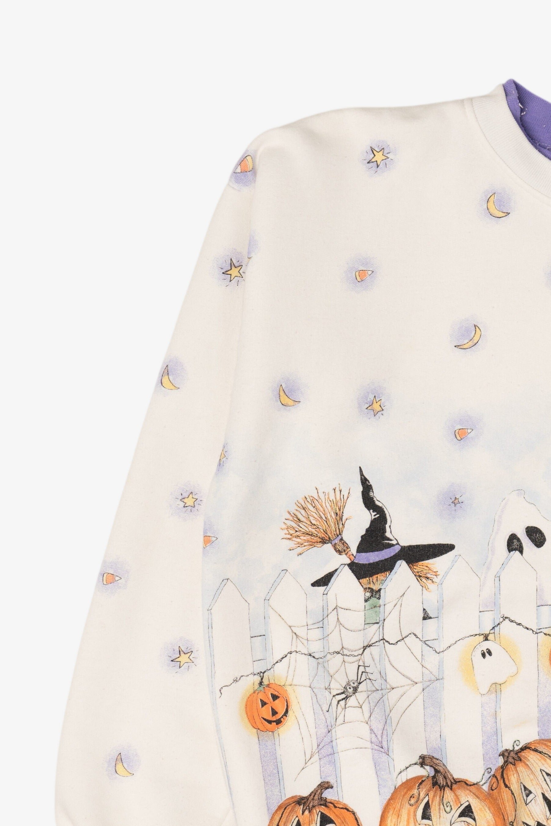 Vintage Jack O Lanterns Artisans All Over Halloween Print Cardigan (1990s)