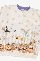 Vintage Jack O Lanterns Artisans All Over Halloween Print Cardigan (1990s)