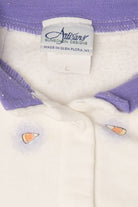 Vintage Jack O Lanterns Artisans All Over Halloween Print Cardigan (1990s)
