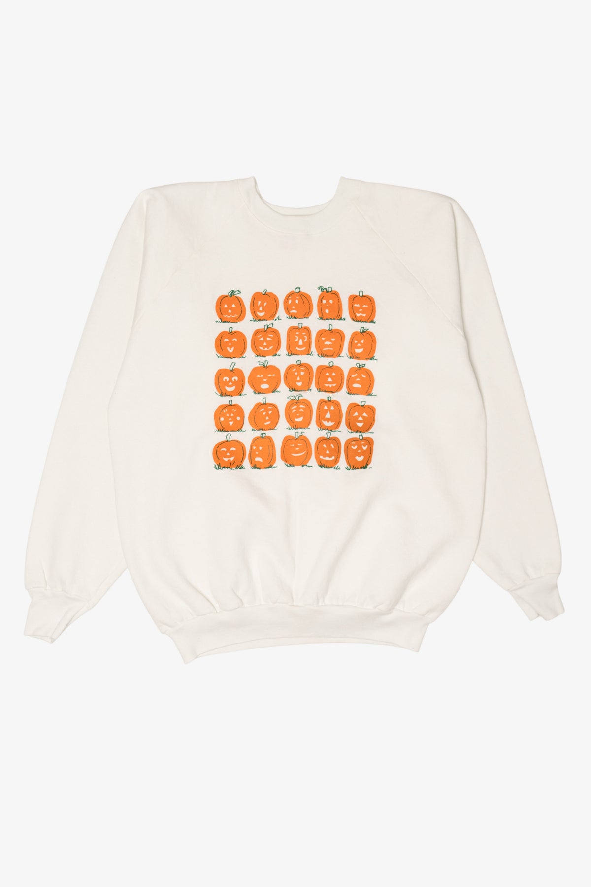 Vintage Jack O Lantern Pumpkin Expressions Halloween Raglan Sweatshirt (1990s)