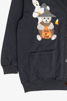 Vintage "Trick Or Treat" Halloween Embroidered Cardigan Sweatshirt (1980s)