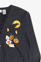 Vintage "Trick Or Treat" Halloween Embroidered Cardigan Sweatshirt (1980s)