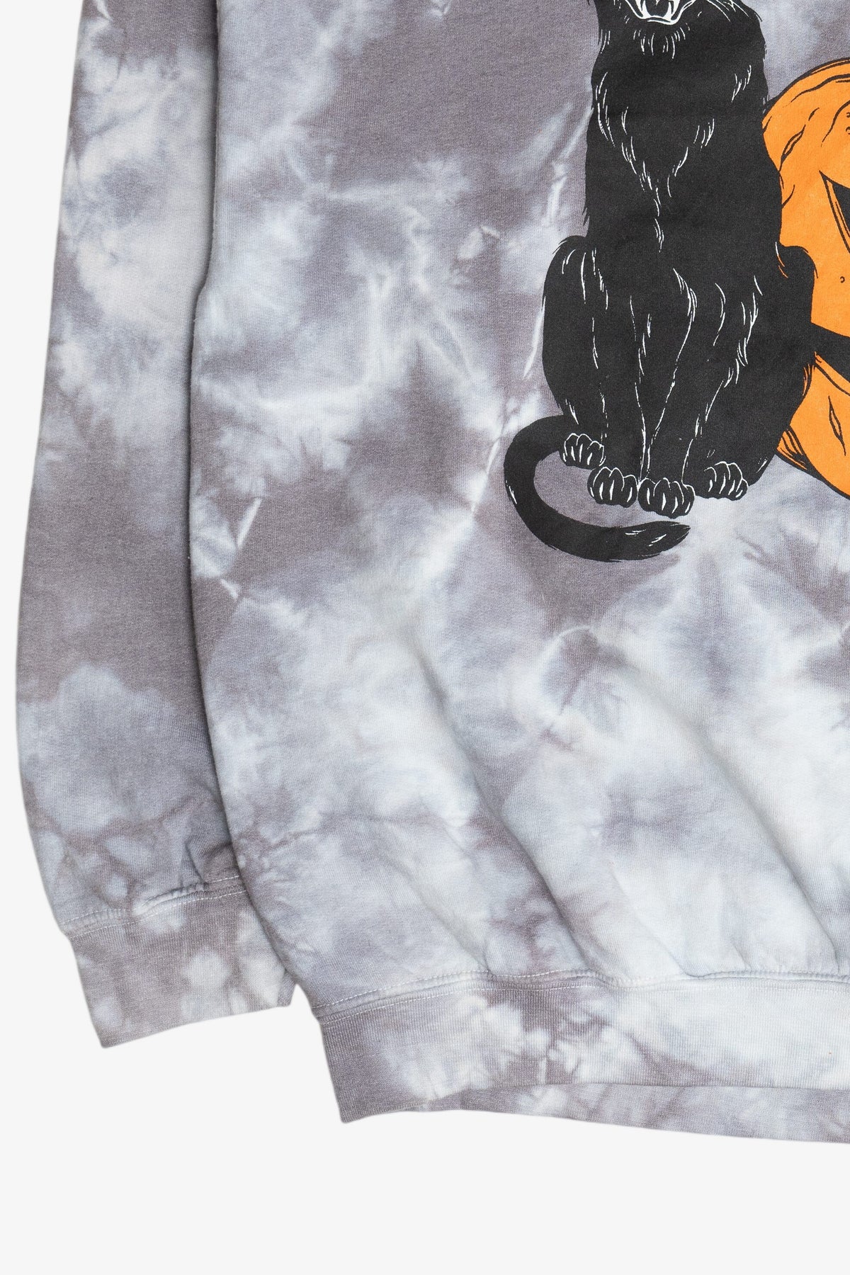 Black Cat & Halloween Pumpkin Gray Tie Dye Sweatshirt(2010s)