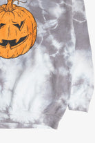 Black Cat & Halloween Pumpkin Gray Tie Dye Sweatshirt(2010s)