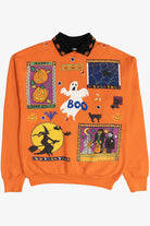 Vintage "Happy Halloween" Gemstone Applique Sweatshirt (1990s)