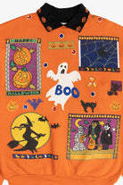 Vintage "Happy Halloween" Gemstone Applique Sweatshirt (1990s)