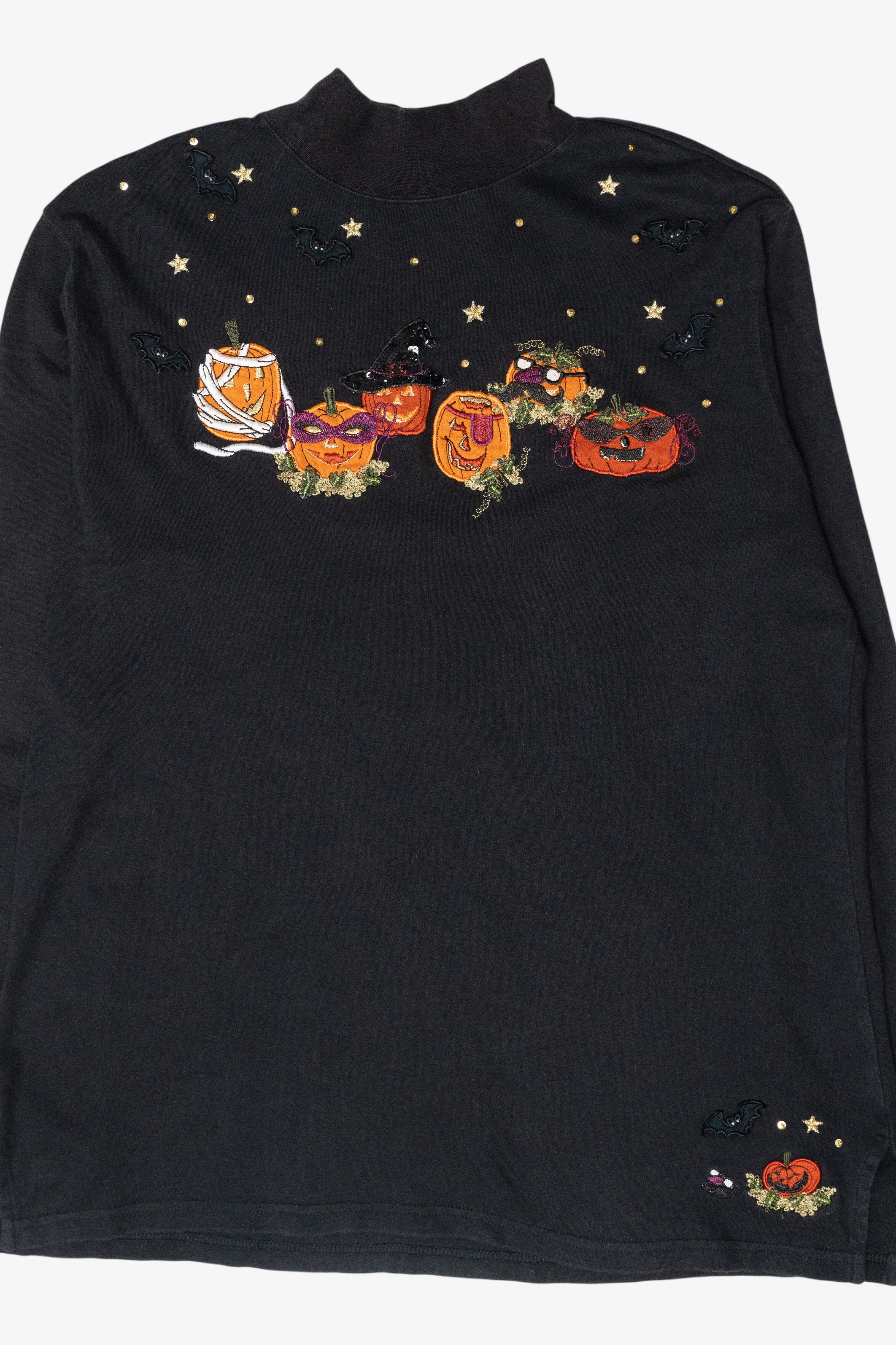 Pumpkin Masks Vintage Halloween Turtleneck Sweatshirt (1990s)
