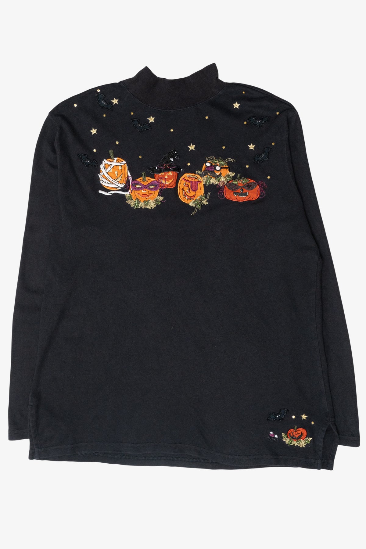 Pumpkin Masks Vintage Halloween Turtleneck Sweatshirt (1990s)