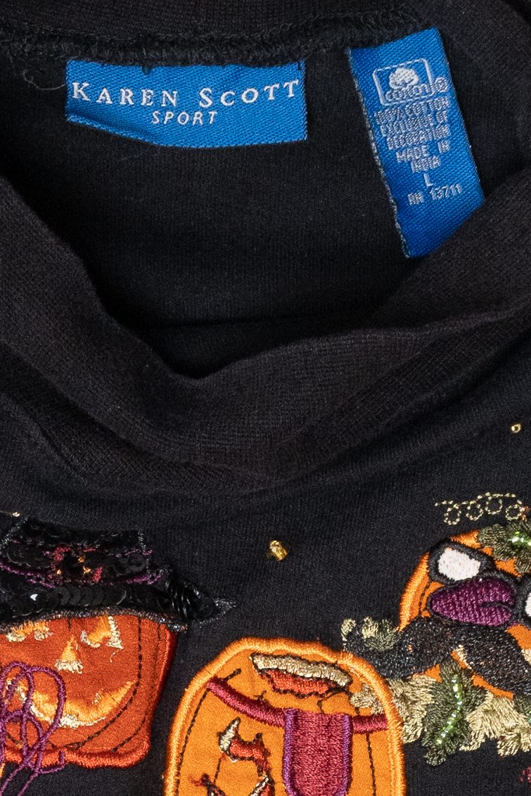 Pumpkin Masks Vintage Halloween Turtleneck Sweatshirt (1990s)