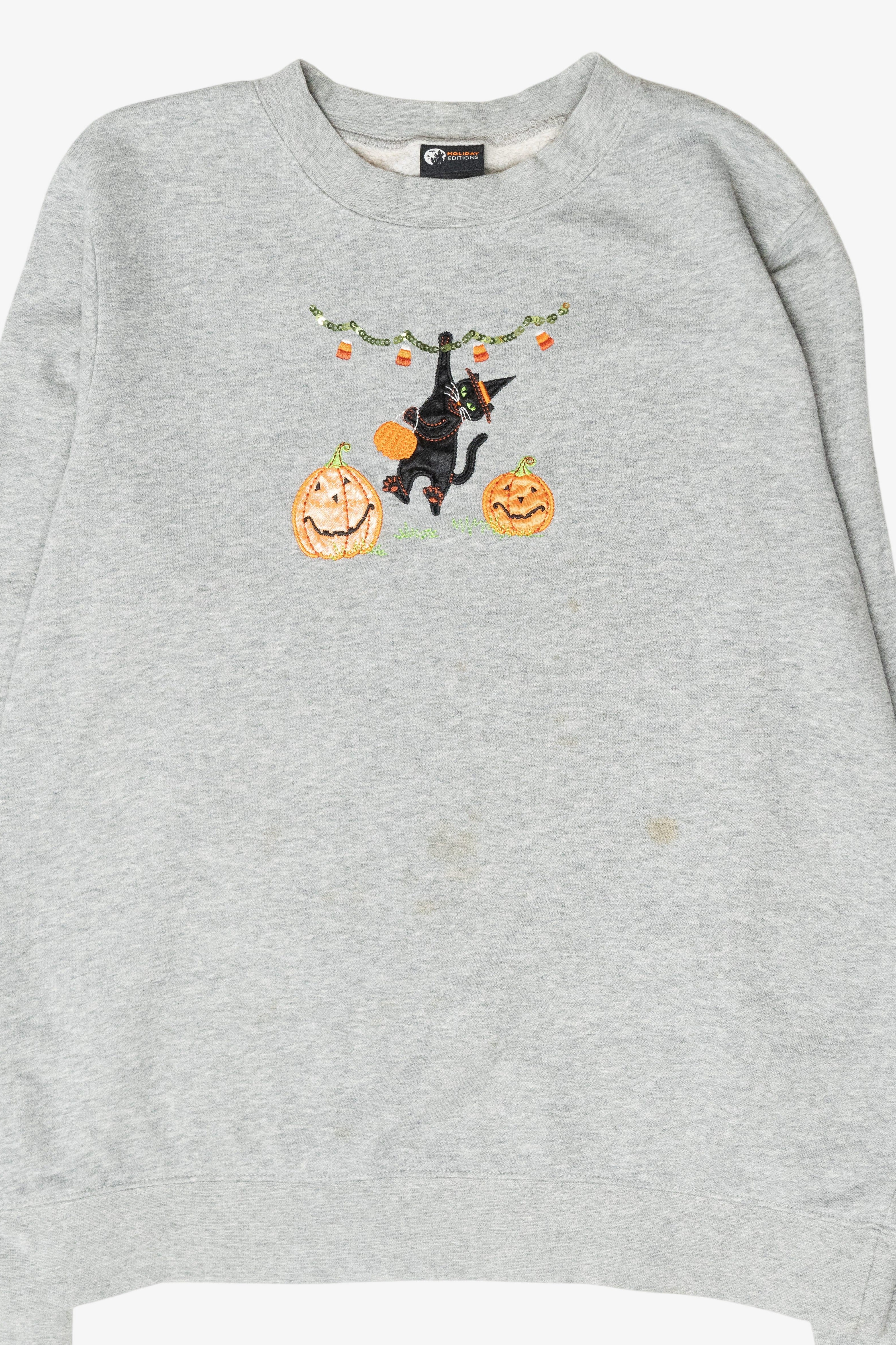 Black Cat Vintage Halloween Sweatshirt (2000s)