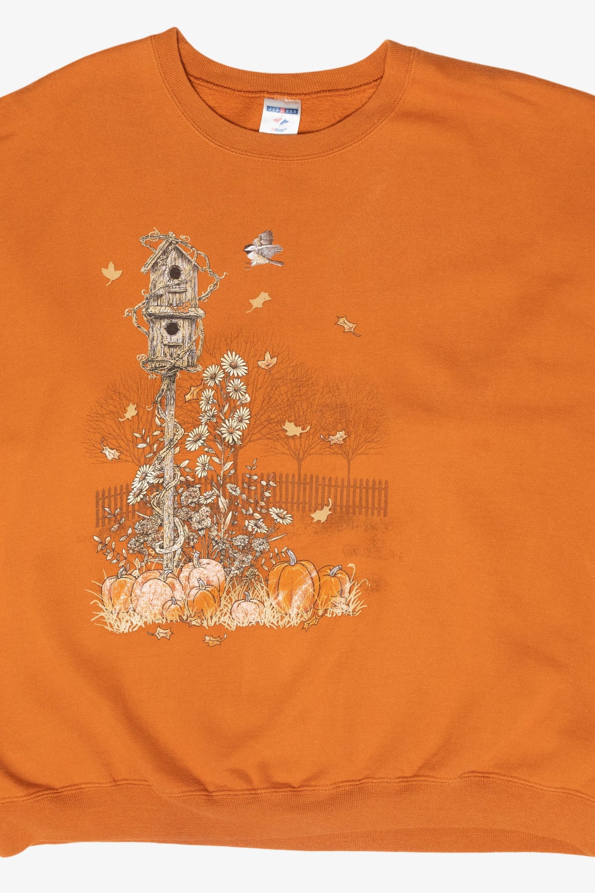 Fall Flowers & Birdhouse Vintage Halloween Sweatshirt (1990s)