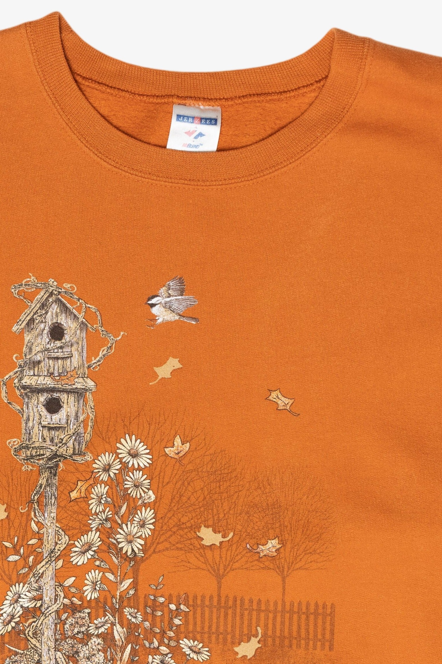Fall Flowers & Birdhouse Vintage Halloween Sweatshirt (1990s)