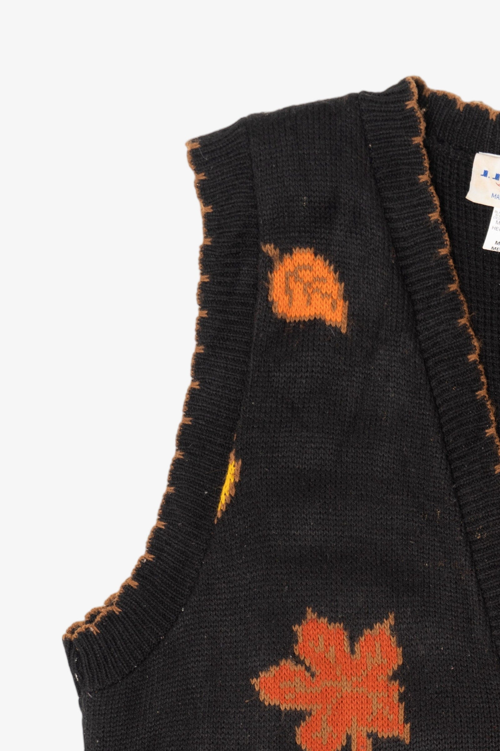 Vintage Black J.J Poole Pumpkins And Leaves Autumn Vest (1980s)