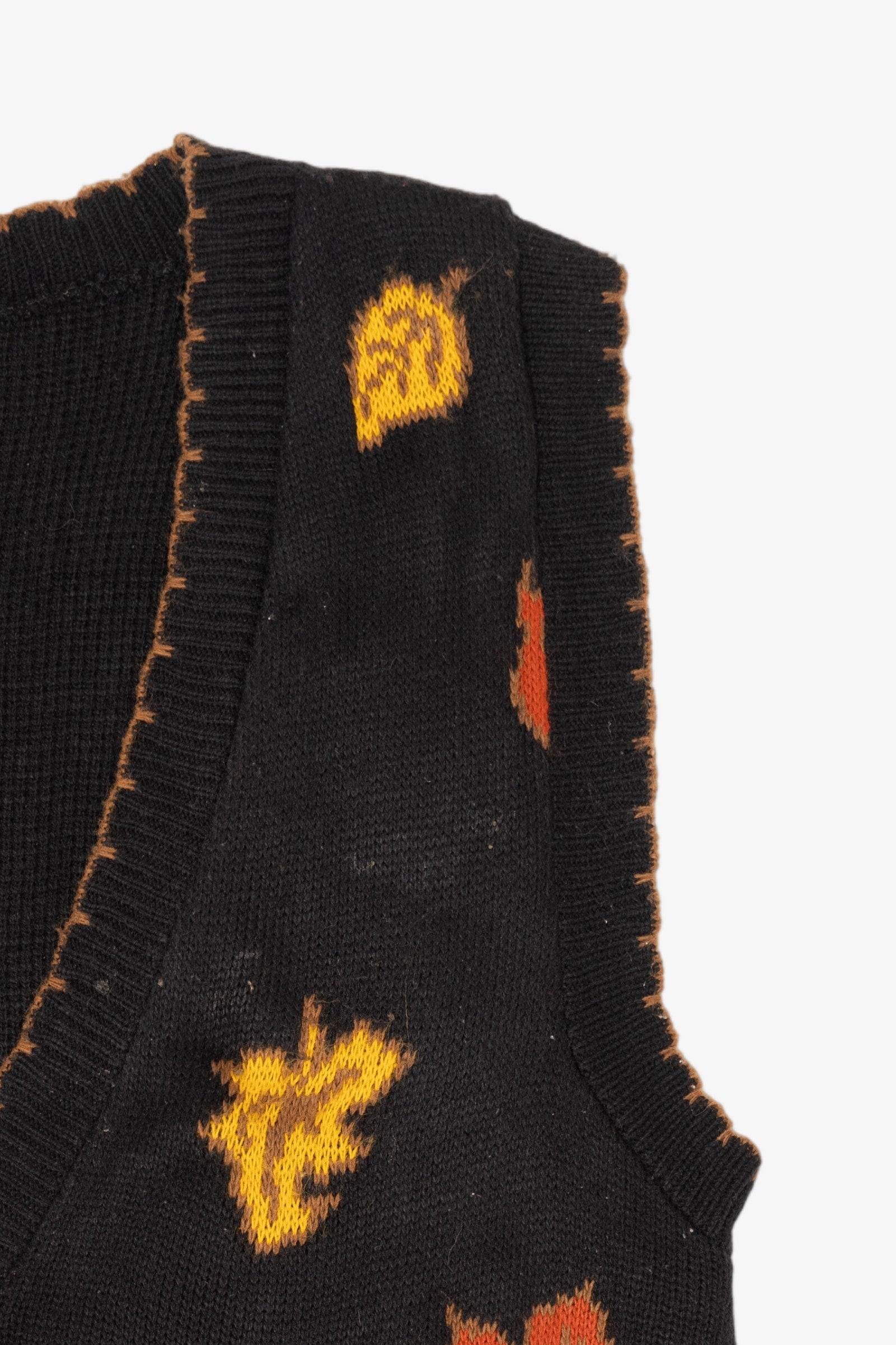 Vintage Black J.J Poole Pumpkins And Leaves Autumn Vest (1980s)