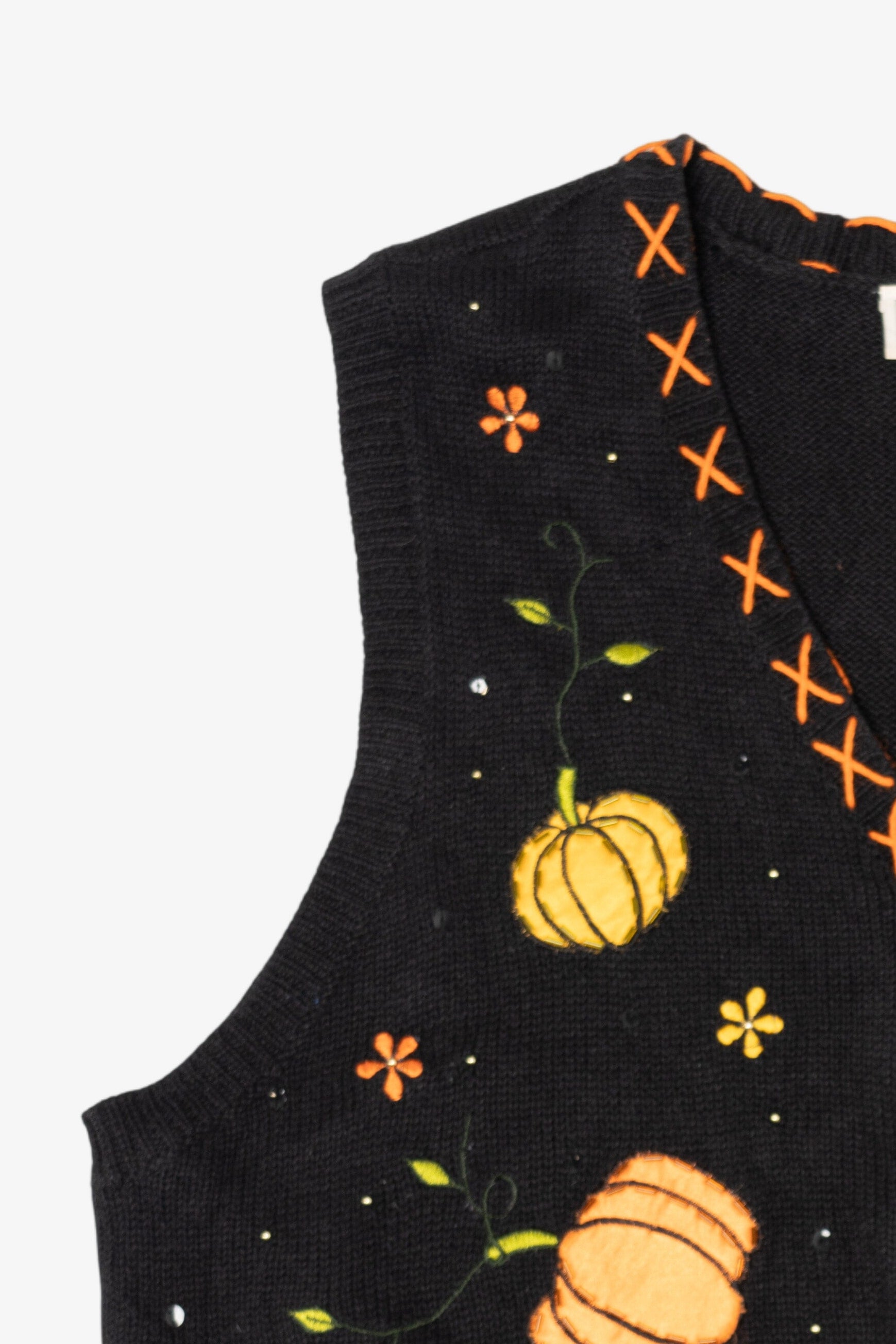 Vintage Black Basic Editions Pumpkins Autumn Vest (1990s)