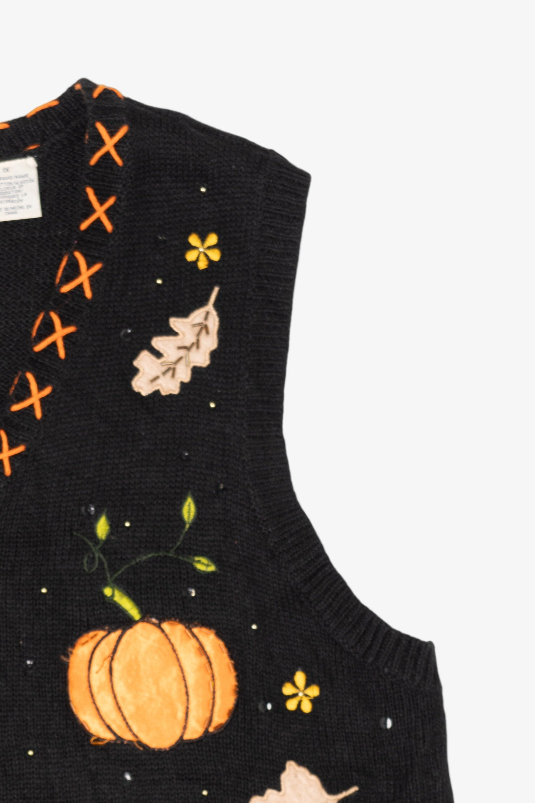 Vintage Black Basic Editions Pumpkins Autumn Vest (1990s)