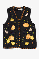 Vintage Black Basic Editions Pumpkins Autumn Vest (1990s)