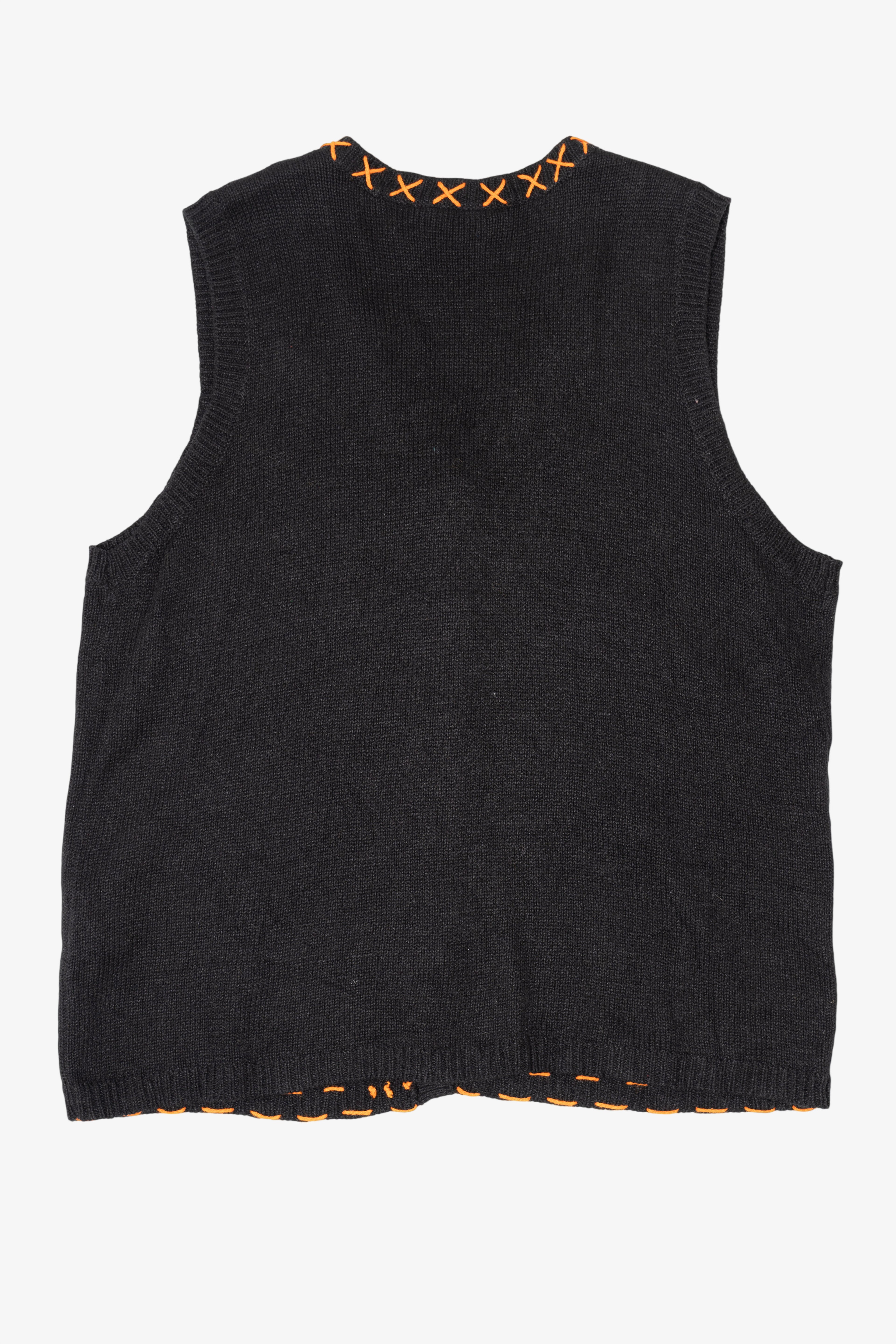 Vintage Black Basic Editions Pumpkins Autumn Vest (1990s)