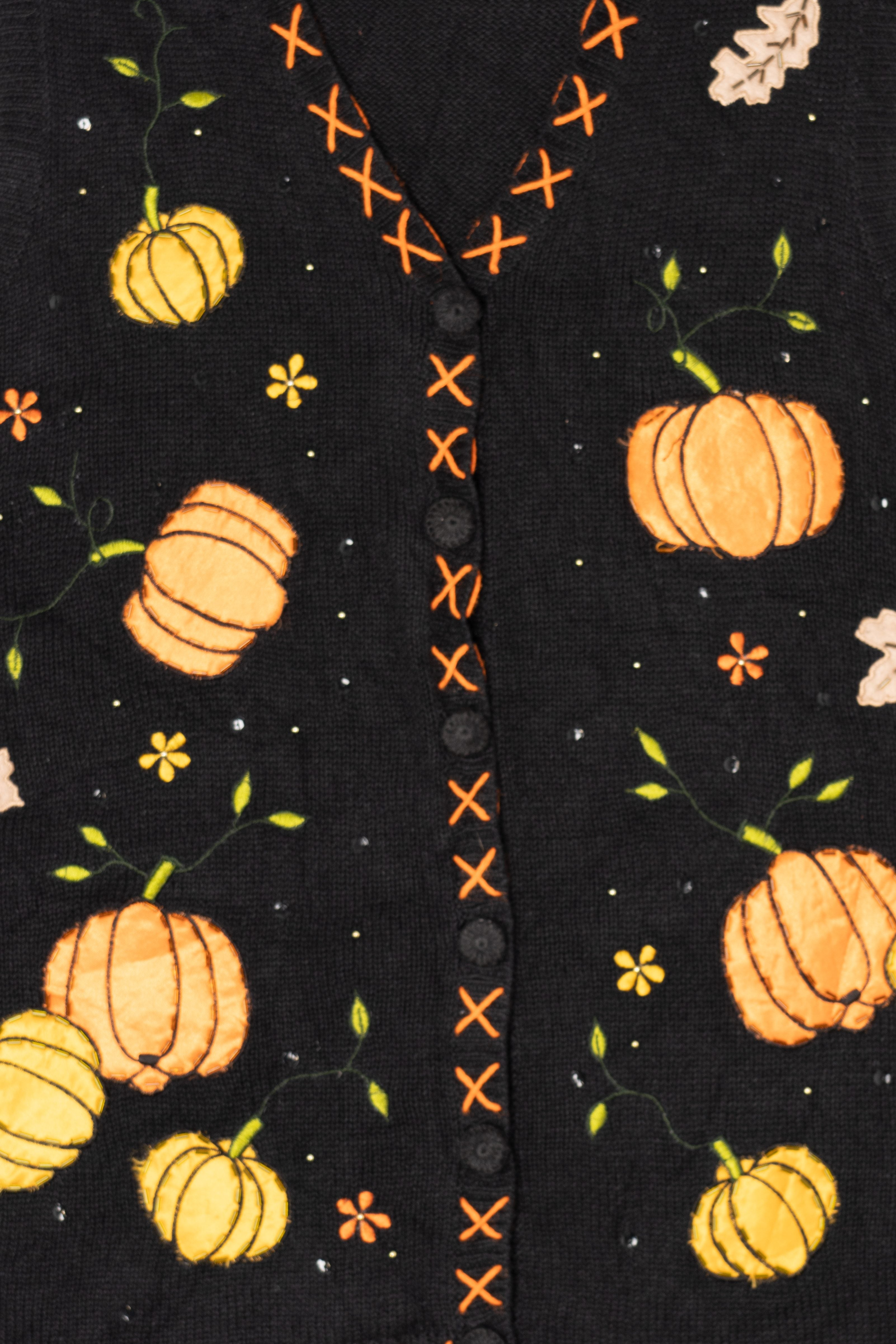 Vintage Black Basic Editions Pumpkins Autumn Vest (1990s)