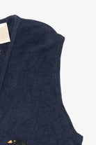 Vintage Navy Blue Autumn Harvest Scarecrow Sunflowers Vest (1990s)