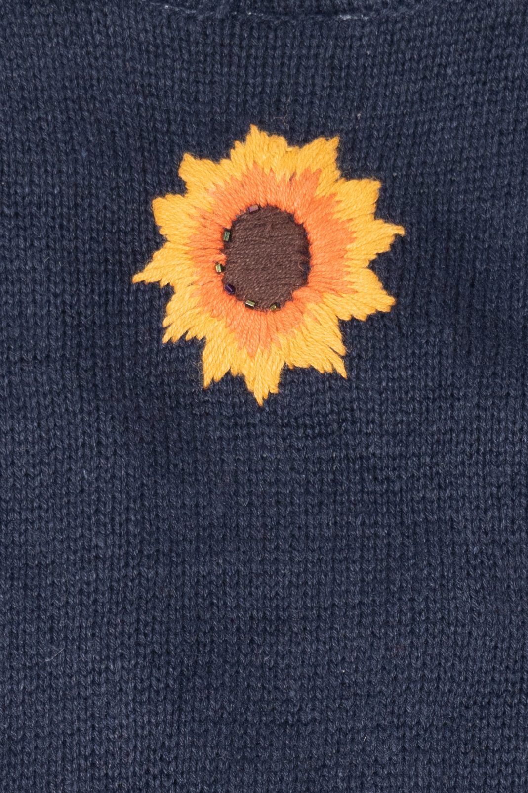Vintage Navy Blue Autumn Harvest Scarecrow Sunflowers Vest (1990s)