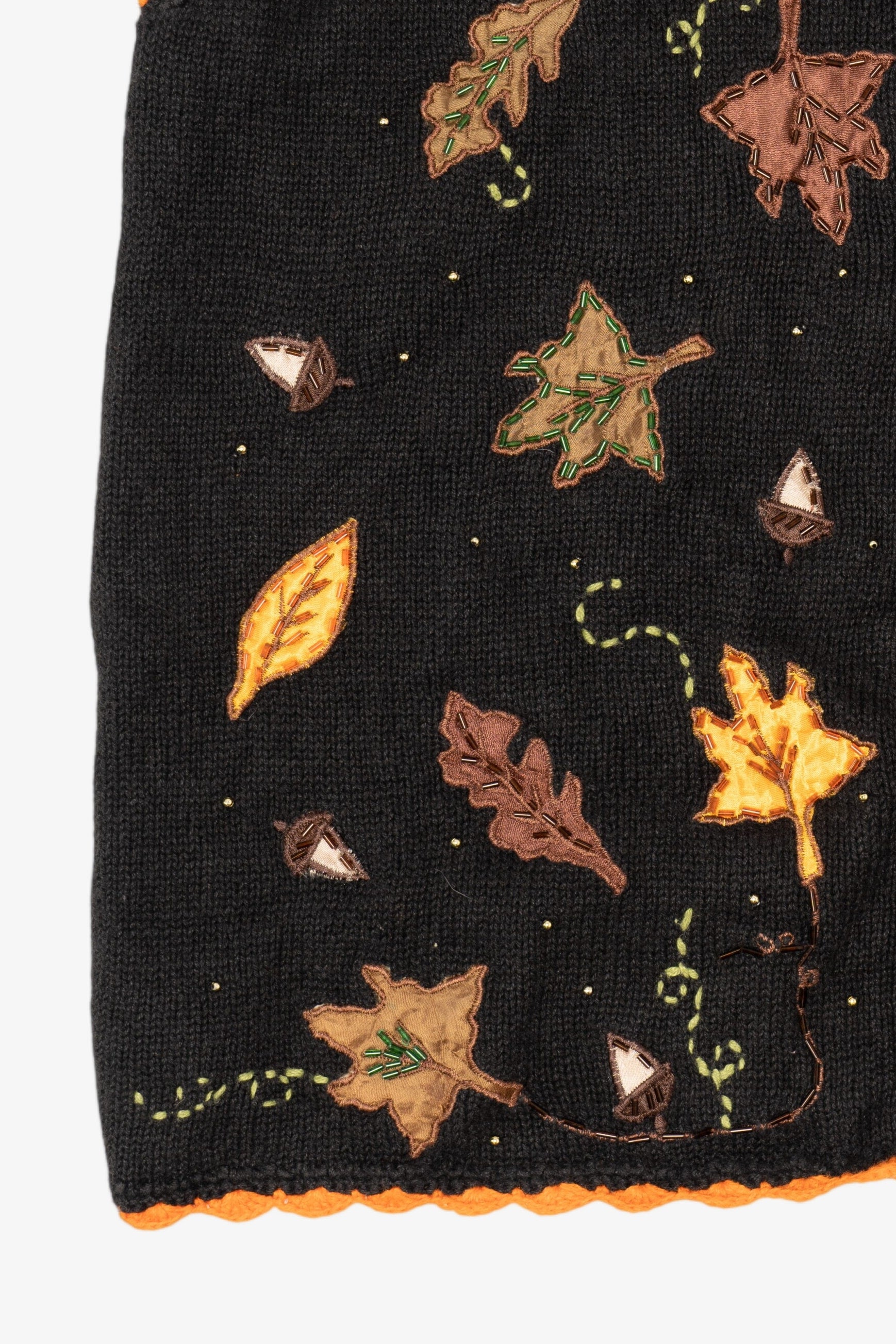 Vintage Black Basic Editions Autumn Leaves Vest (1990s)