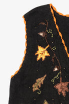 Vintage Black Basic Editions Autumn Leaves Vest (1990s)
