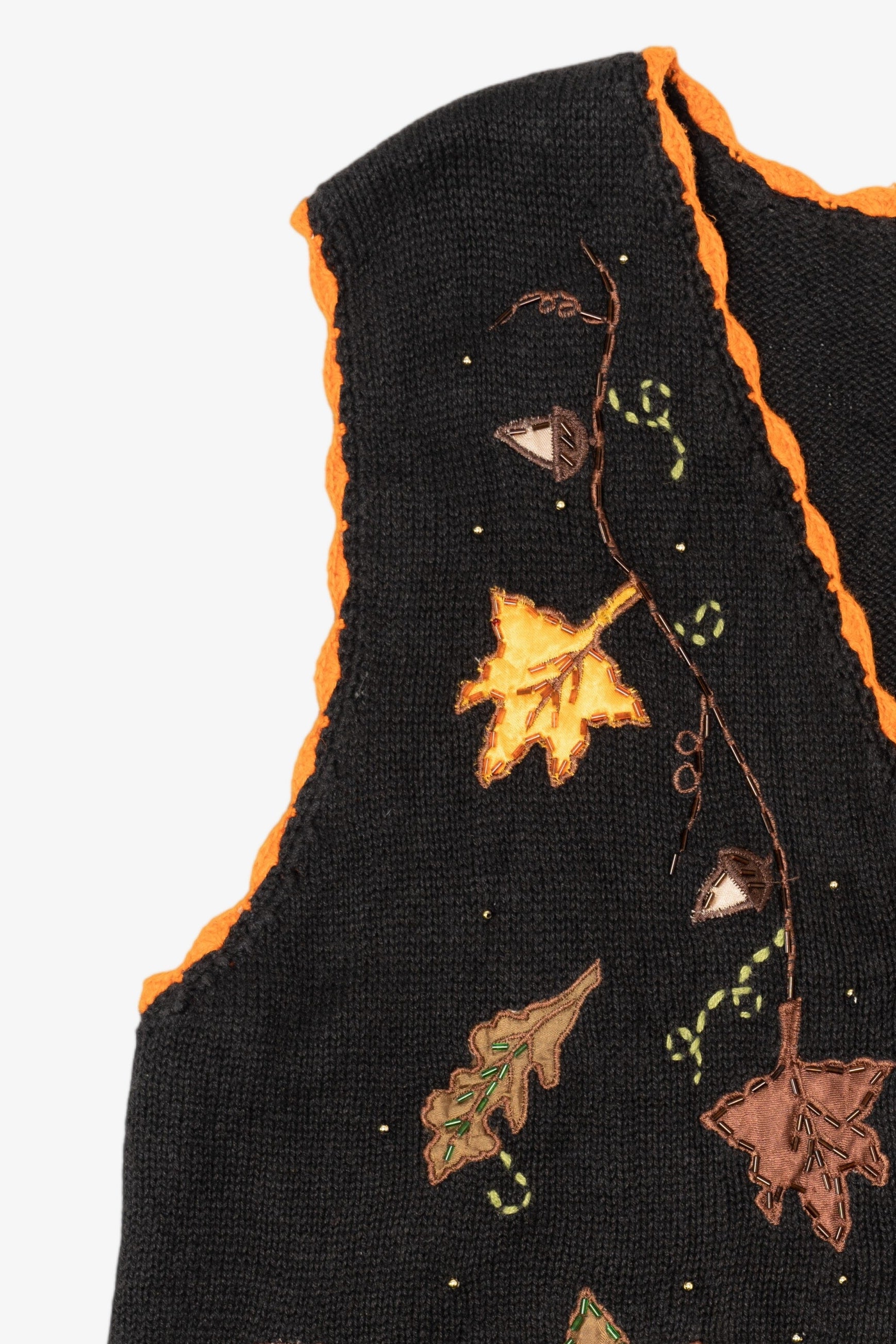 Vintage Black Basic Editions Autumn Leaves Vest (1990s)