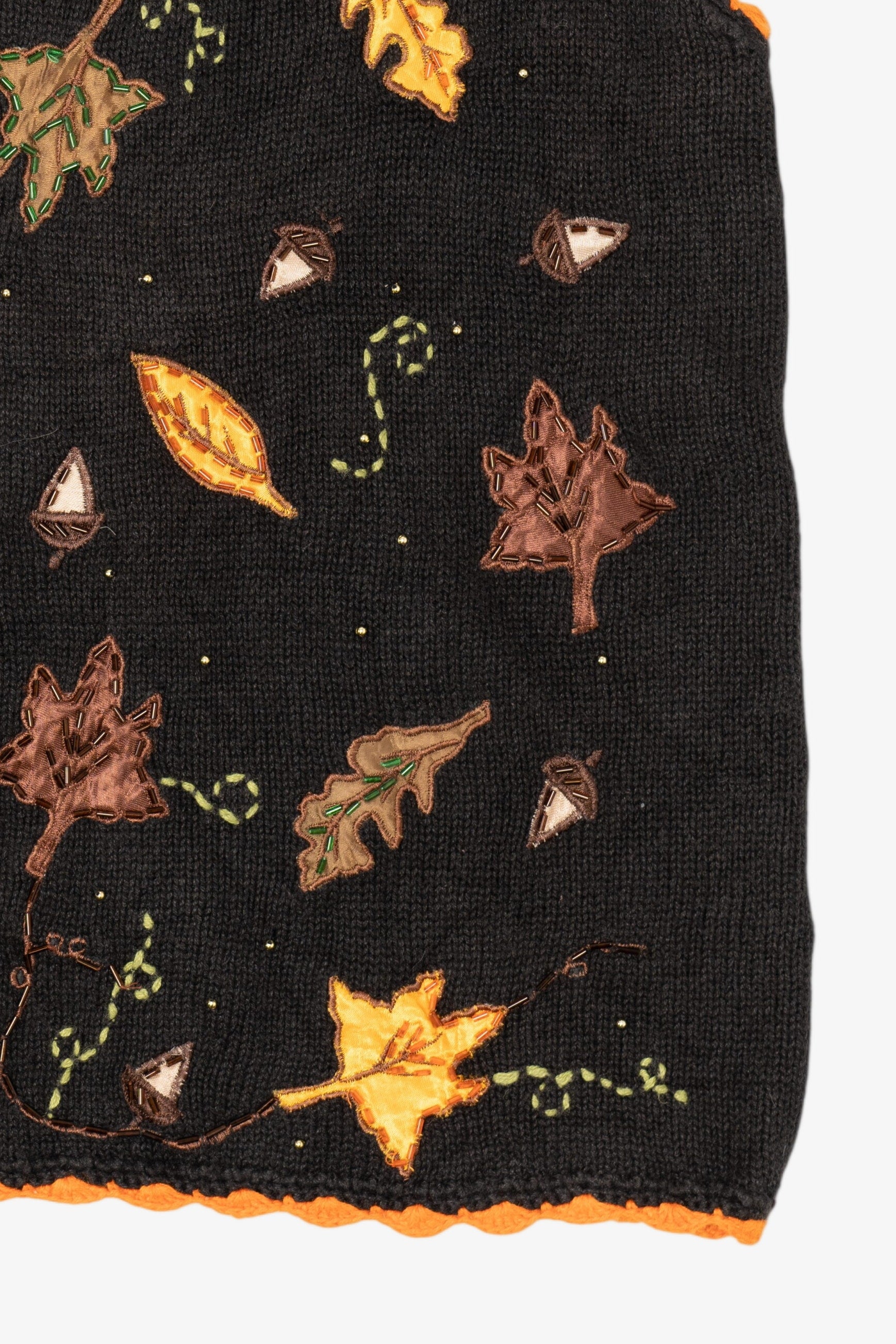 Vintage Black Basic Editions Autumn Leaves Vest (1990s)