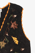Vintage Black Basic Editions Autumn Leaves Vest (1990s)