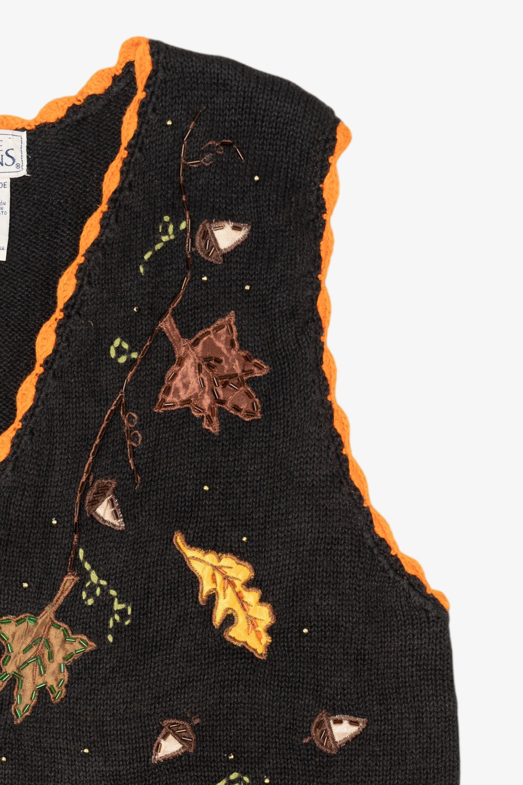 Vintage Black Basic Editions Autumn Leaves Vest (1990s)