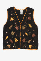Vintage Black Basic Editions Autumn Leaves Vest (1990s)