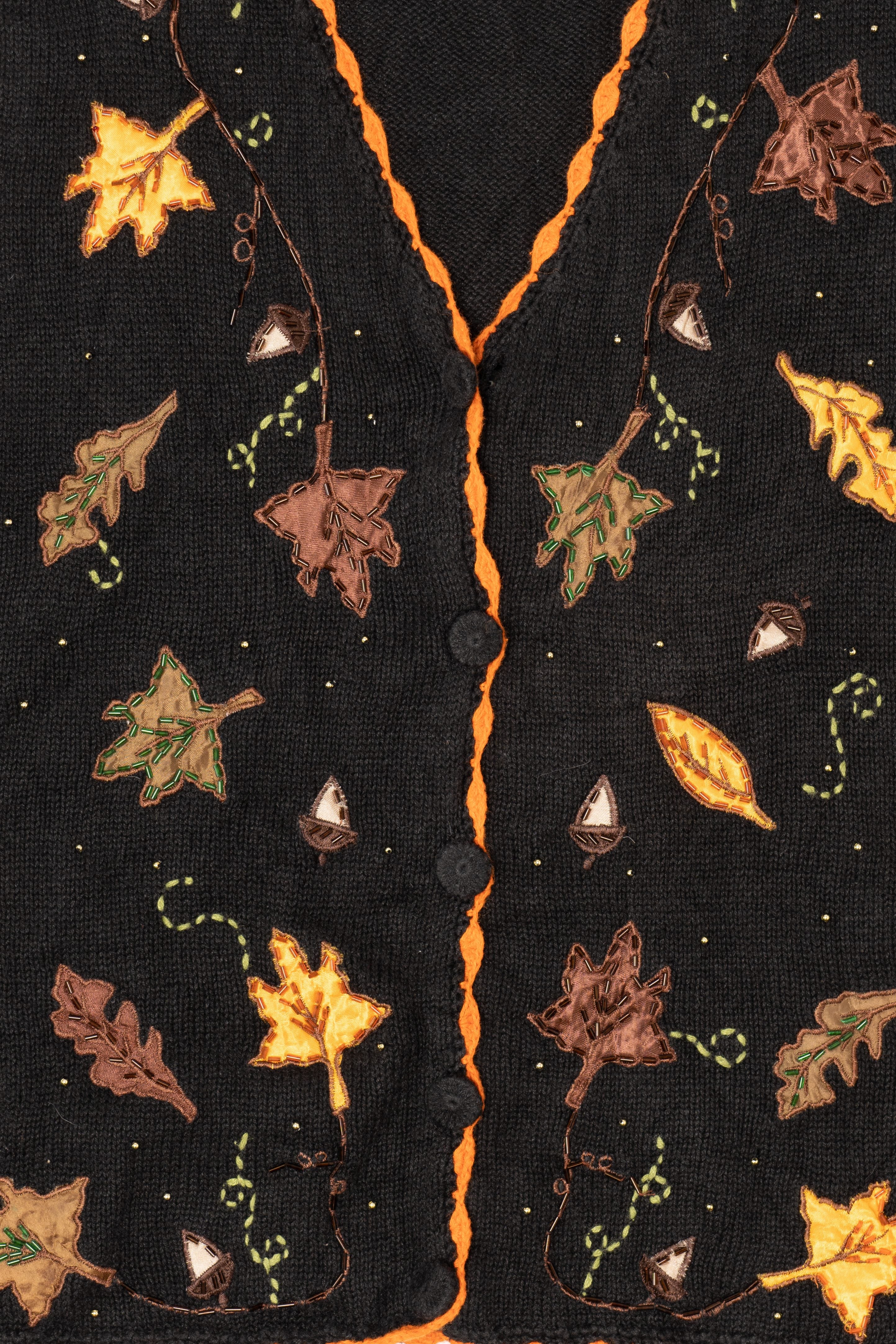 Vintage Black Basic Editions Autumn Leaves Vest (1990s)
