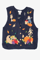Vintage Navy Blue Mandal Bay Autumn Harvest Vest (1990s)