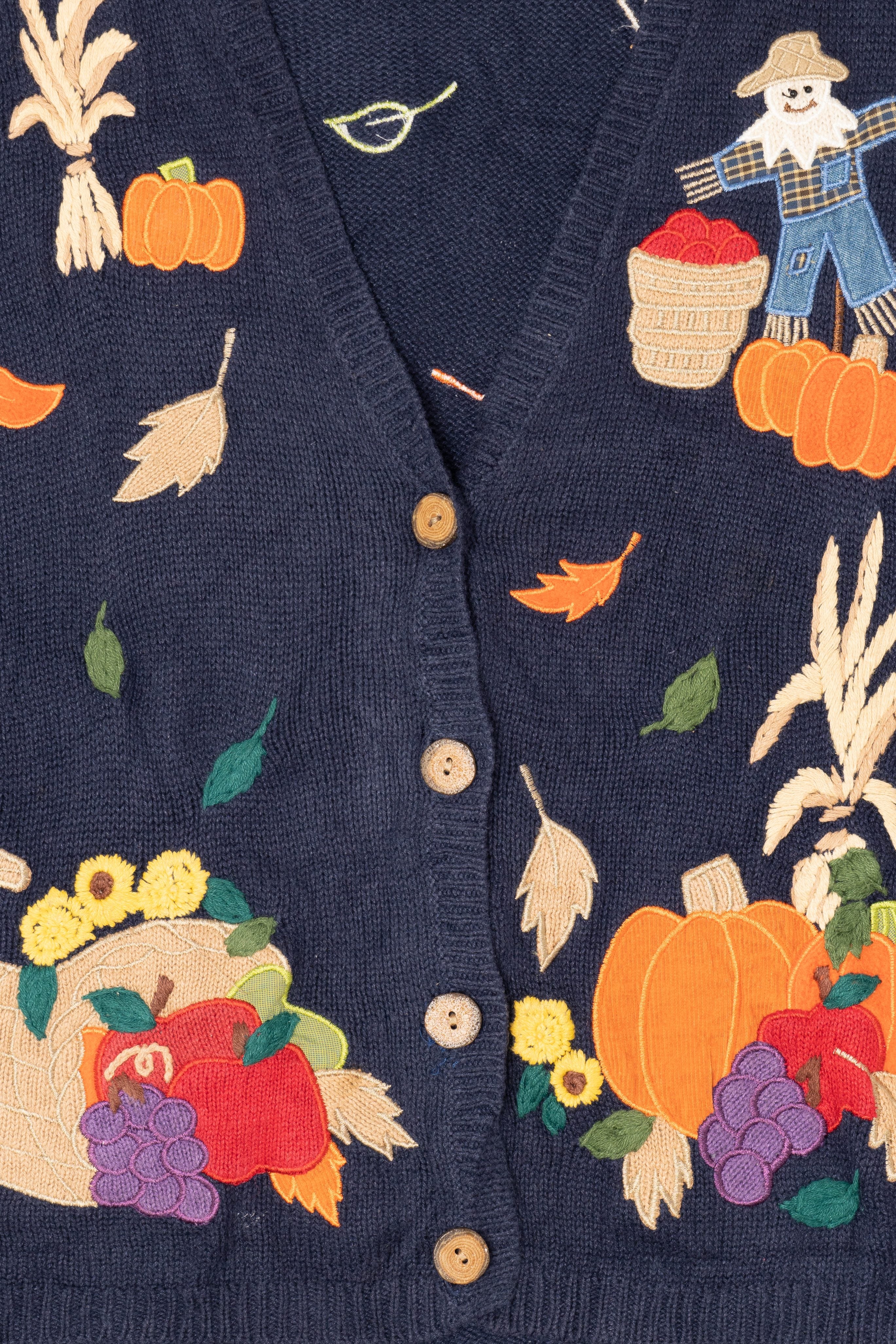 Vintage Navy Blue Mandal Bay Autumn Harvest Vest (1990s)