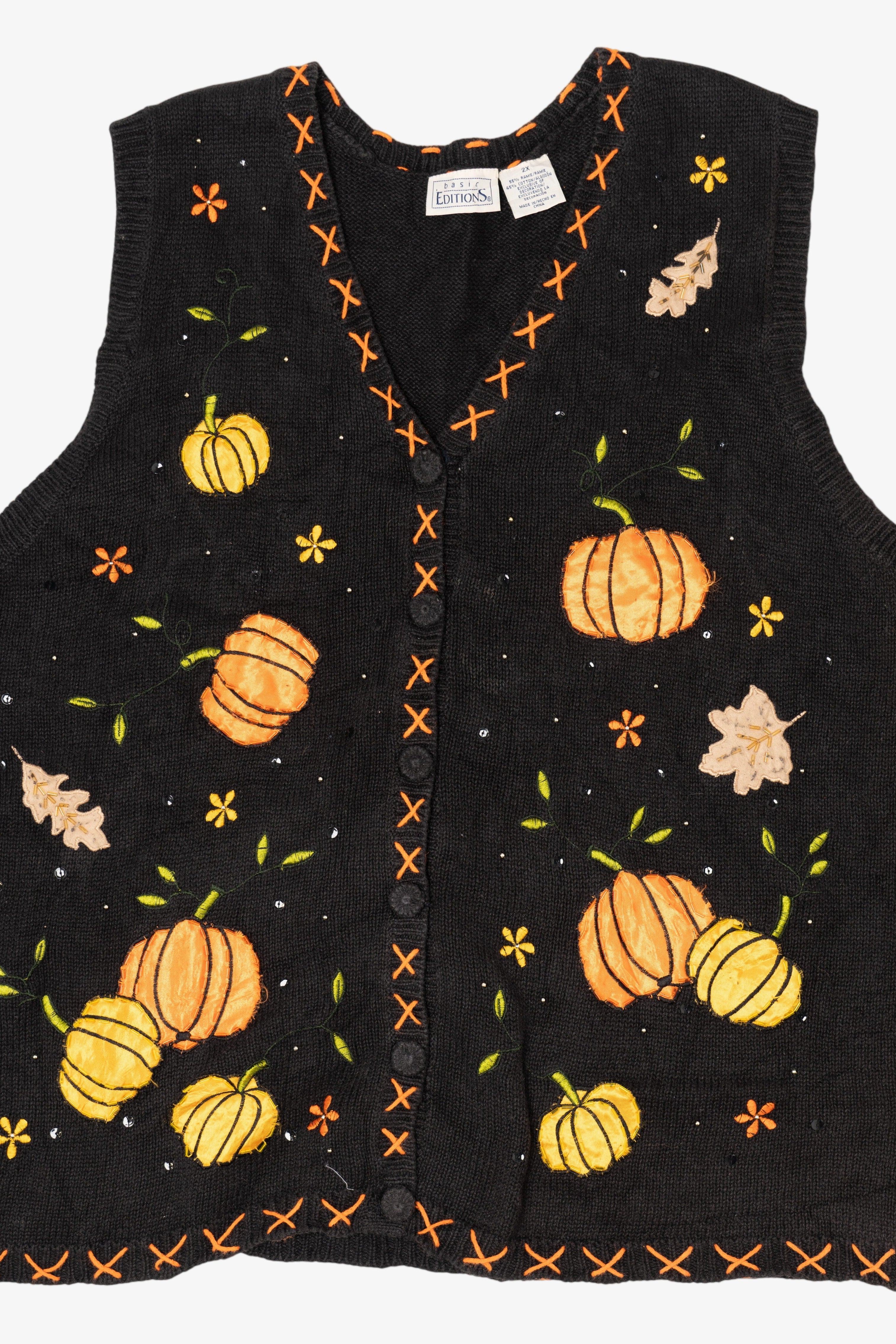 Vintage Pumpkins Autumn Harvest Fall Vest (1990s)