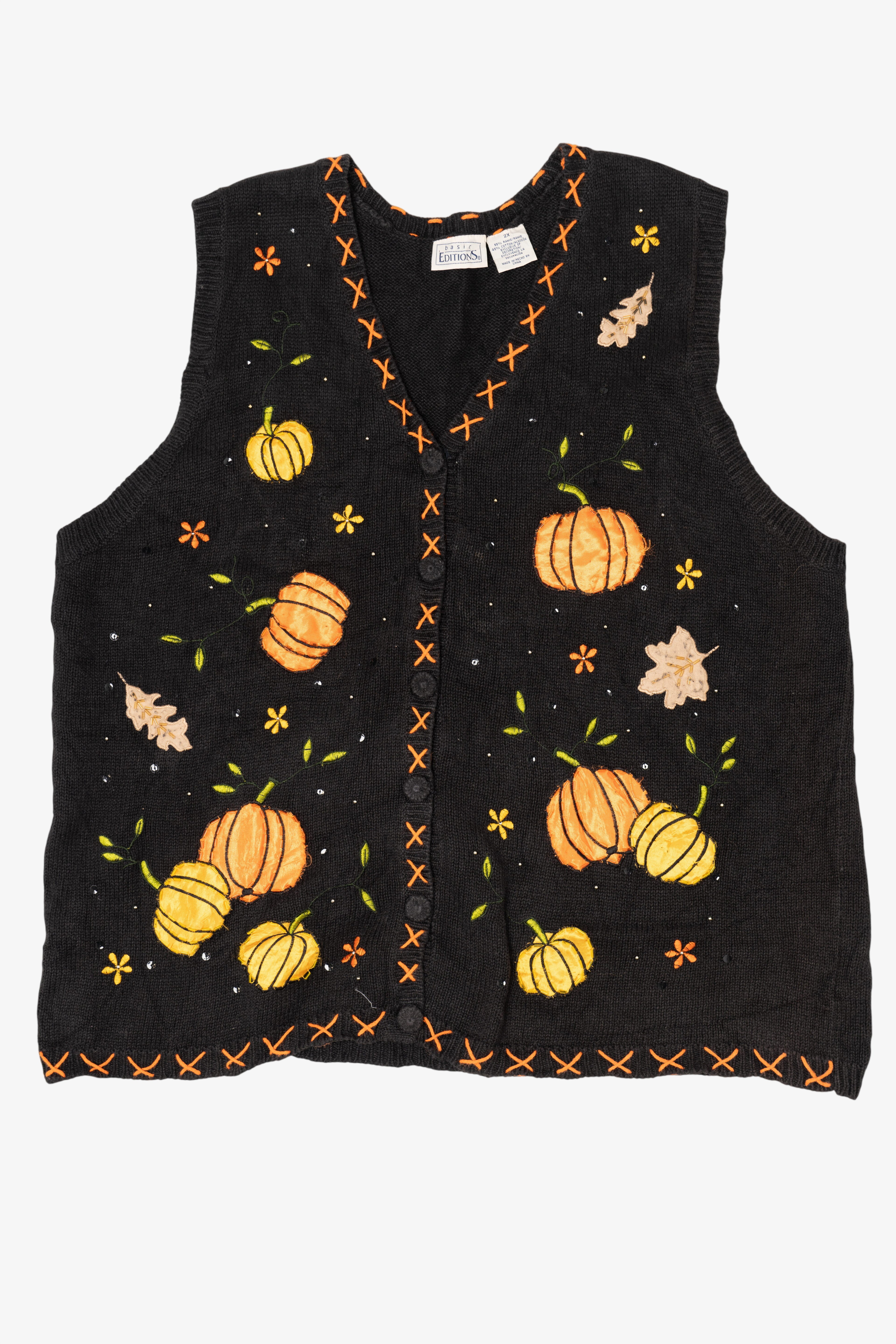 Vintage Pumpkins Autumn Harvest Fall Vest (1990s)