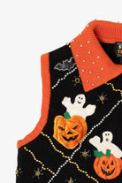 Vintage Pumpkins And Ghost Beaded Halloween Vest (1990s)