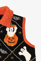 Vintage Pumpkins And Ghost Beaded Halloween Vest (1990s)