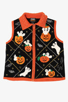 Vintage Pumpkins And Ghost Beaded Halloween Vest (1990s)