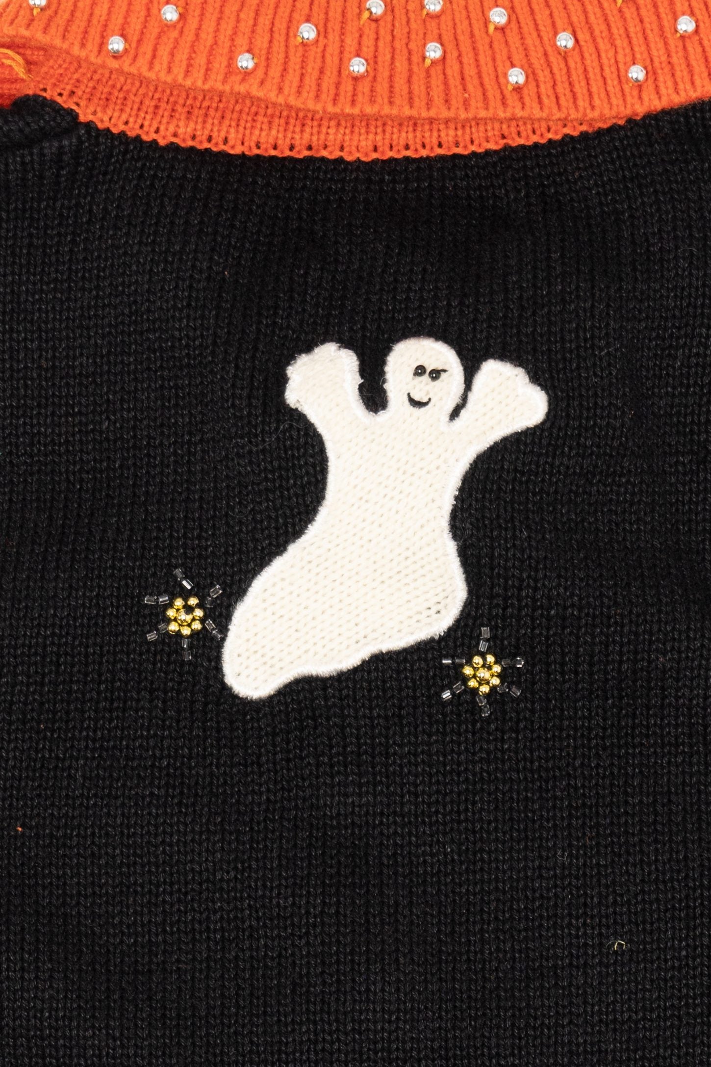 Vintage Pumpkins And Ghost Beaded Halloween Vest (1990s)