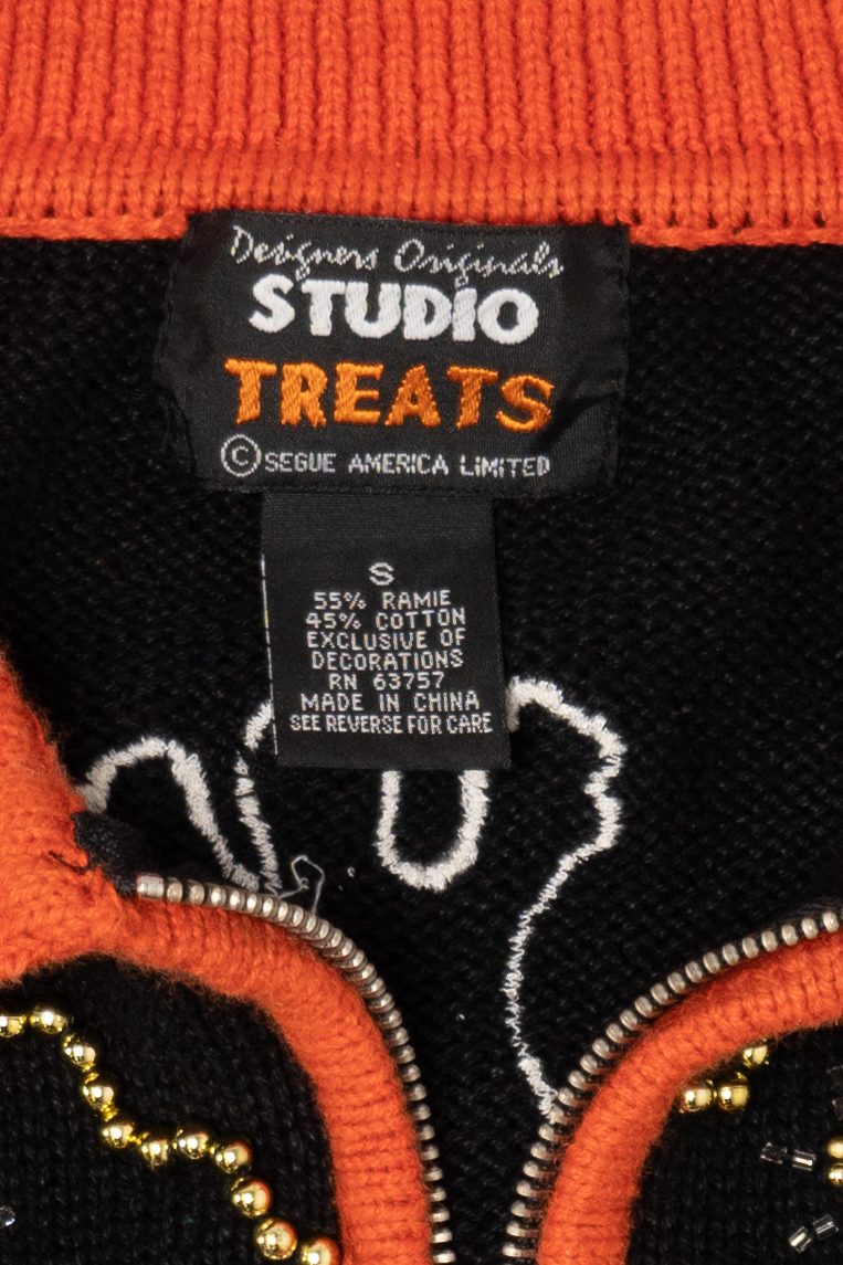 Vintage Pumpkins And Ghost Beaded Halloween Vest (1990s)