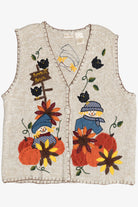 Vintage "Pumpkin Patch" Halloween Sweater Vest (1990s)