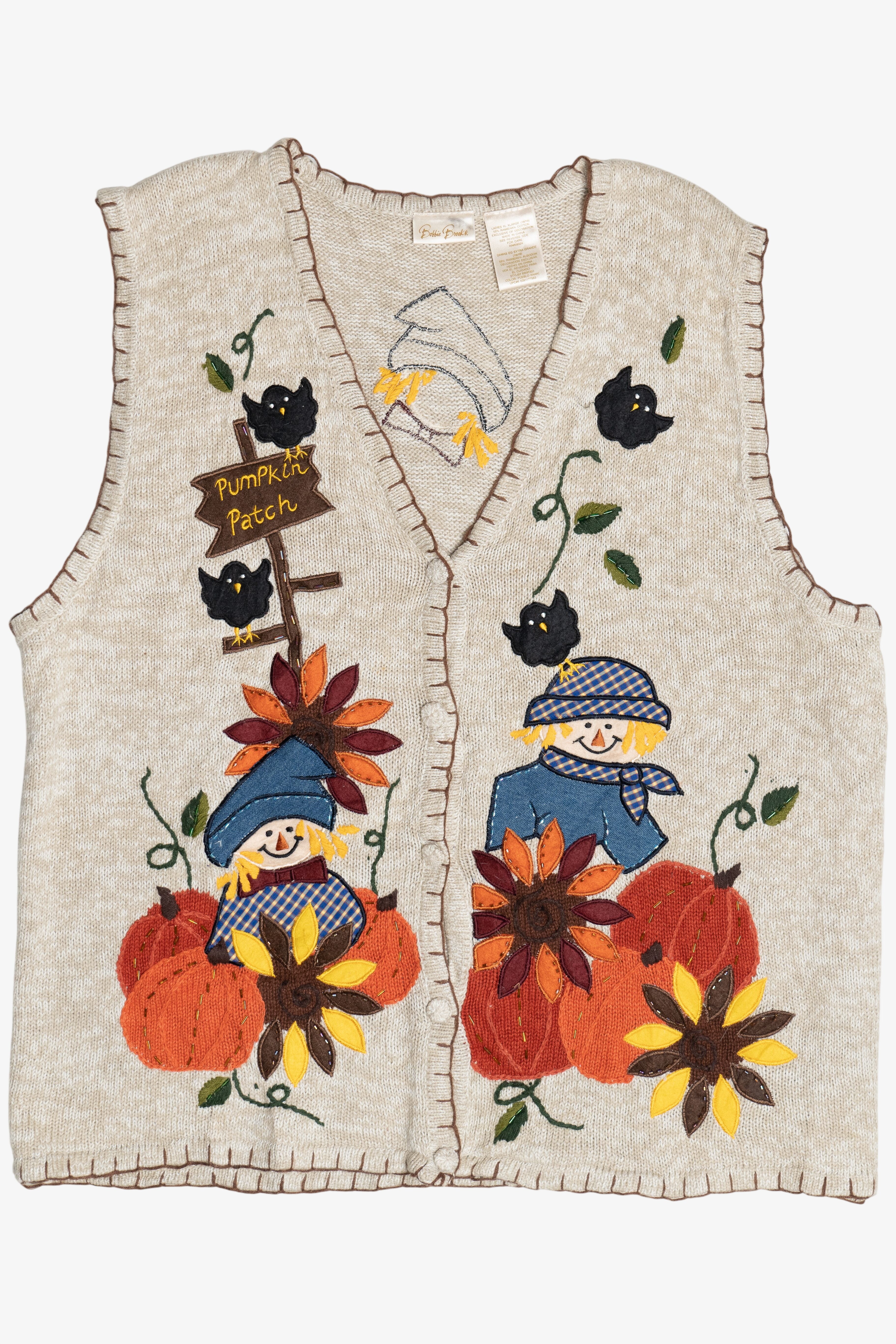 Vintage "Pumpkin Patch" Halloween Sweater Vest (1990s)